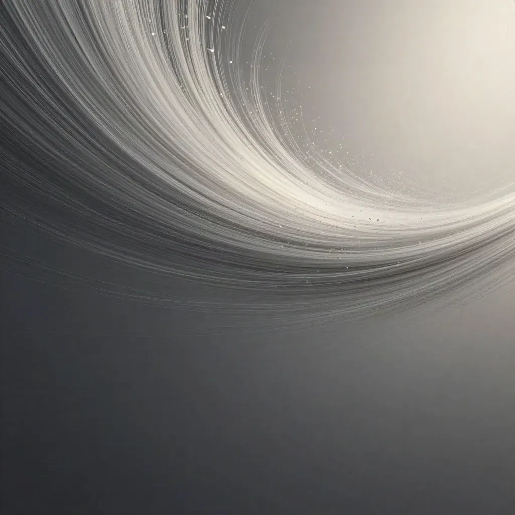 Silver filaments converge into an off-centre white bloom in dark haze.